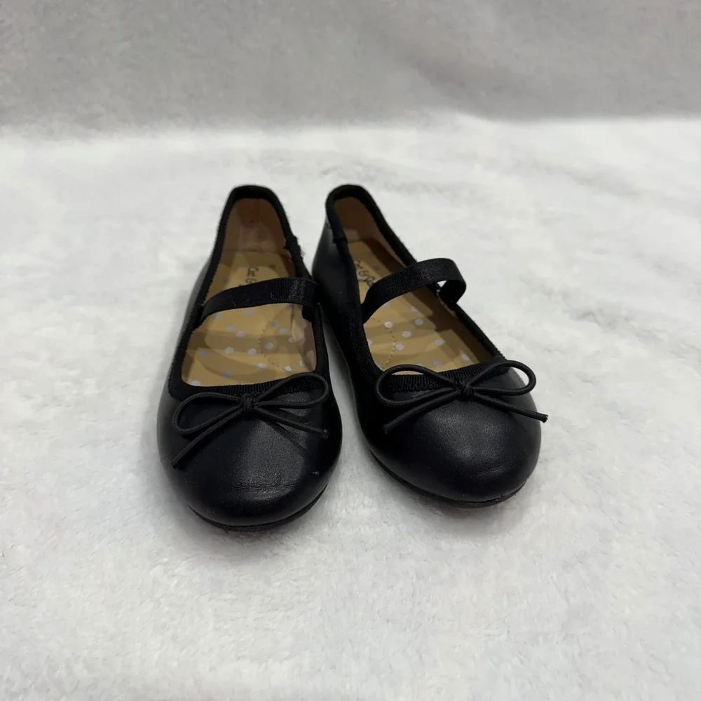 Cat and Jack Kids Black‎ Ballet Flats Mary Jane Bow Size 7